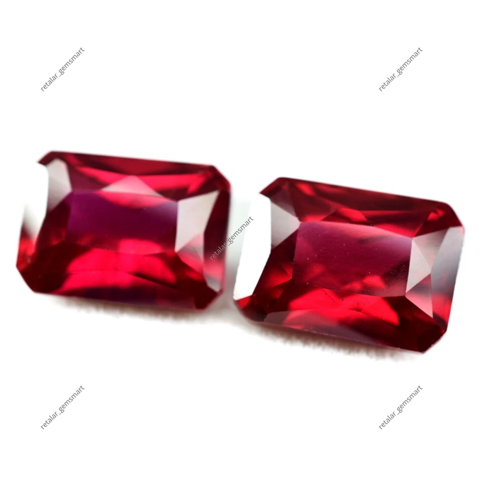 AA++ Natural Loose Gemstone Ruby Bloody Red Emerald Cut 16.50 Ct CERTIFIED Pair - Image 3 of 4