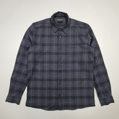 Antony Morato Mens Flannel Shirt Navy Blue Large Long Sleeve Cotton Button Up