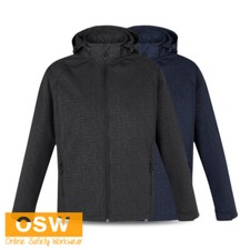 Mens Black Navy Cross-Hatch Breathable Water Repellant Softshell Geo Jacket