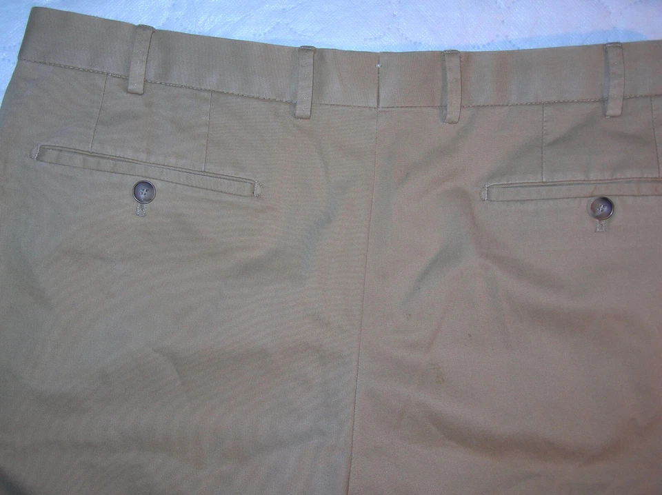 Hiltl de Alemania Color Tostado Oscuro Algodón FF Pantalones de Vestido 34 x 30 (P76) Foto 3 de 4