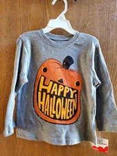 NWT Size 3T Jumping Beans Gray Happy Halloween shirt with pumpkin New