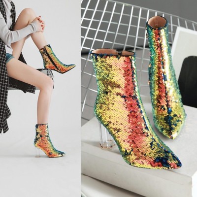 sequin boots womens