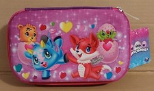 New Hatchimals School Pencil Case Soft Hard Fabric Zippered - Pink Multi Color