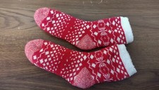 Unbranded Women's Red  White Warm Fuzzy Socks Holiday Christmas Winter
