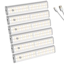 6Pack LED Closet Light Rechargeable Under Cabinet Lighting Motion Sensor Lights