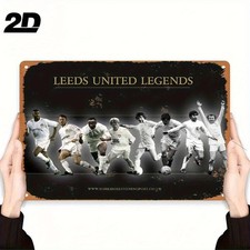 Vintage Leeds United Metall Wanddekoration Schwarz-Weiß Retro
