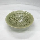 P0774a: Chinese celadon porcelain bowl with engraved pattern and SHINOGI form
