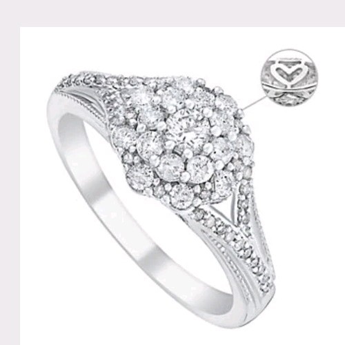H Samuel 9ct White Gold Half Carat Diamond Ring Size R - Picture 7 of 10