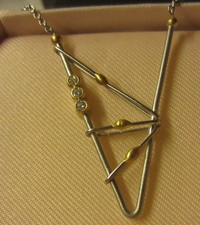 Wertvolles Platin mit 750 Gelbgold - Collier Kette gegliedert mit Brillanten