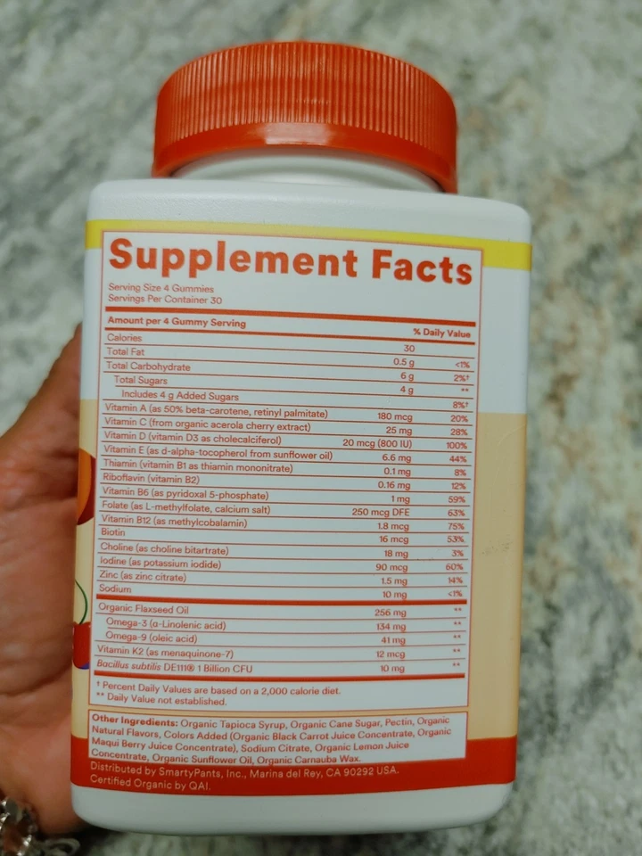 Gominolas probióticas multivitamínicas orgánicas para niños SmartyPants 120 quilates, PACK DE 2 Foto 3 de 4