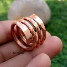 Pure 100 Copper Wrap Ring, Solid Copper Ring, Hammered Ring, Copper All Size