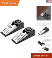 Portable Door Stop Alarm with 120DB Siren - Home and Travel, Black Pack of 2