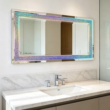 47.2 Full Length Wall Mirror with RGB Lights Cool Crushed Diamond Vanity Mirror
