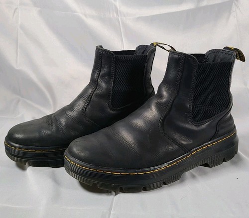 Dr Martens Black Leather Slip On Chelsea Boots Embury AirWair Unisex US6M/7L