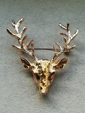 16 Ender Hirsch Brosche Gold Geweih Trachten Jagd Schmuck Jäger Förster Elch