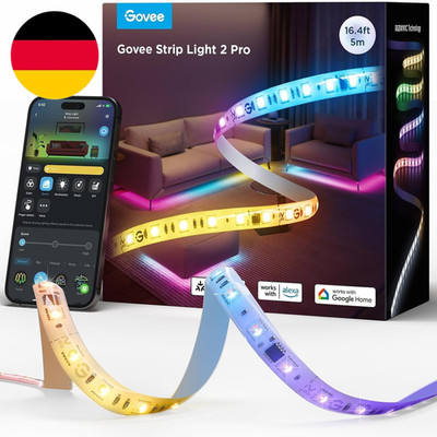 Govee LED Strip Light 2 Pro 5M, Smart RGBIC Mit Weißes Licht, LED Streifen Funkt