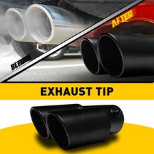 Set Car Stainless Steel Muffler Tip Tail Burnt Titani Dual Exhaust Pipe Black US