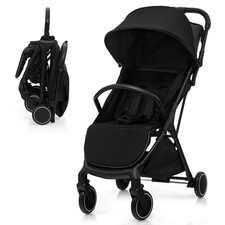 Foldable Baby Stroller Pushchair Pram Toddler Buggy Adjustable Backrest Canopy