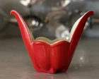 Vintage Art Deco Shawnee Pottery Red & White Tulip Vase / Planter / Dish Desig
