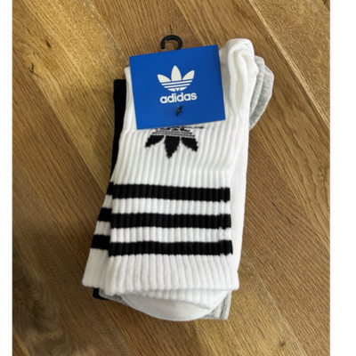 Adidas Herren Crew-Socken Größe L 3er Pack weiß schwarz grau wadenlang