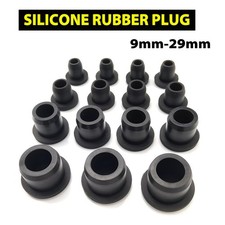 Black Round Silicone Rubber End Caps for Tube/Pipe Inserts, 9mm - 29mm
