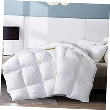 Feather Comforter, Filled with Feather and Down Lightweight Duvet Queen White