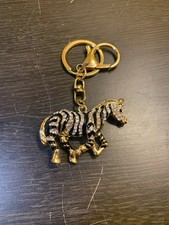 Horse Zebra Keychain Bejeweled Rhinestone Purse Jewelry Bling Clip Key Ring