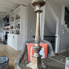 22 Inch VTG Wood Candle Holder Pillar Gorgeous Check Pics 1 Small Flaw On Base