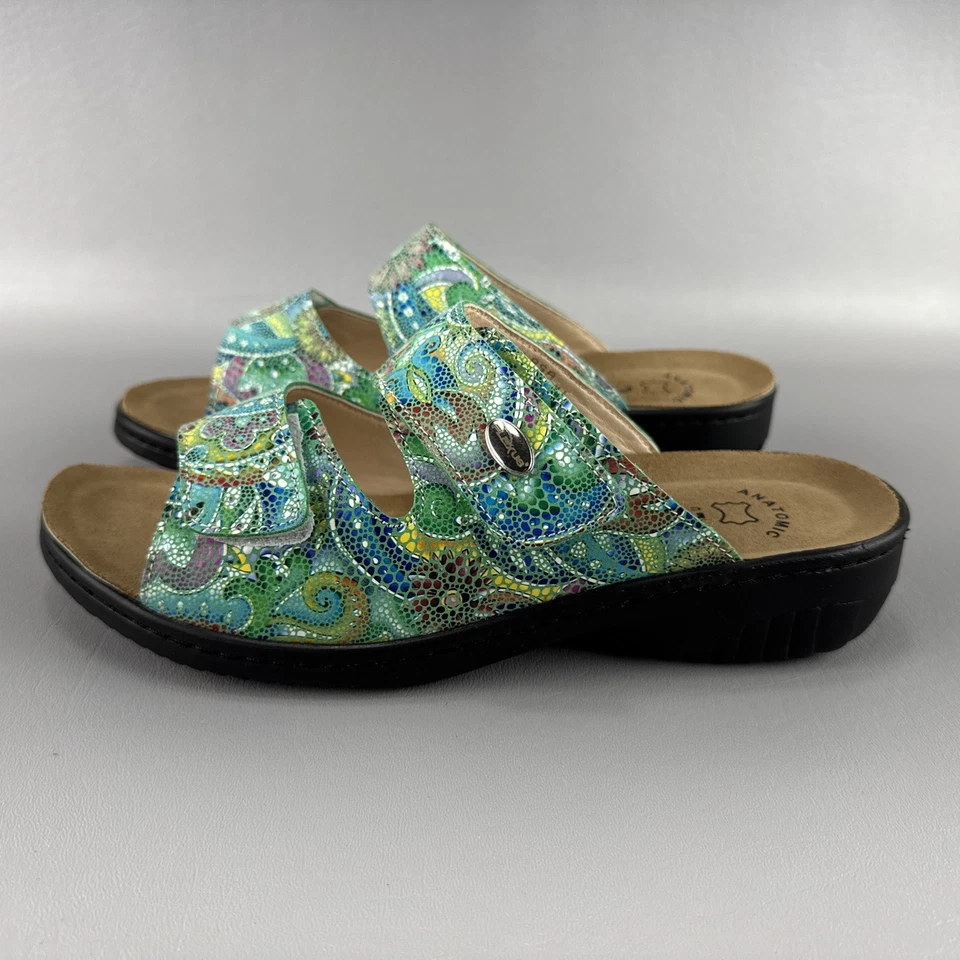 Spring Step FLEXUS Sandals Bellasa Green Multi Sz 9.5 41 Comfort Slip On Slides - Image 2 of 4