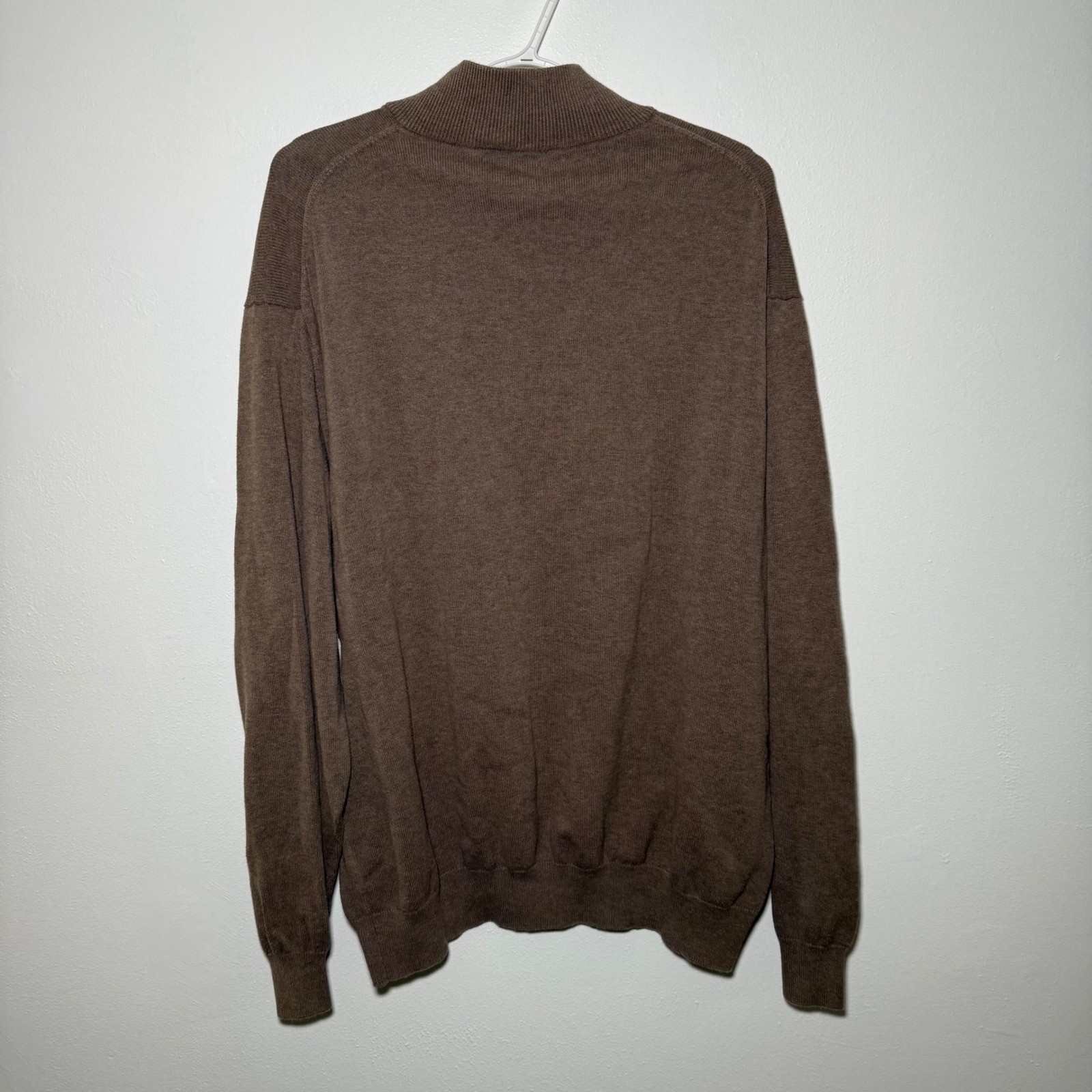 JOS A BANK Mens XL Brown 100% Pima Cotton Quarter Zip Sweater Preppy Classic