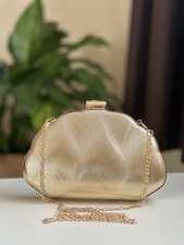 Gold Shell Clutch Bag Elegant Mini Evening Purse Women Wedding Prom Party Hena