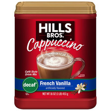 Hills Bros DECAF French Vanilla Cappuccino Coffee Mix, Gluten Free, 16 Ounce