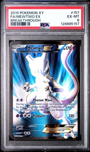 2015 POKEMON XY BREAKTHROUGH MEWTWO EX #157 FULL ART PSA 6 EX #128885157