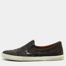 Jimmy Choo Size 38 Multicolor Canvas and Patent Leather Low Top Sneakers