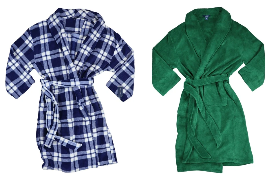 Nautica Plush Fleece Belted w/Pockets Men's Bathrobe OSFM NWT Pick Color/Pattern