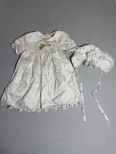 Fluff Twirl Baby White Lace Ruffle Trim Vintage Dress 9 Months With Bonnet