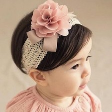 Baby Lace Headband Soft Newborn Infant Hair Accessory for Photoshoot, Baptism