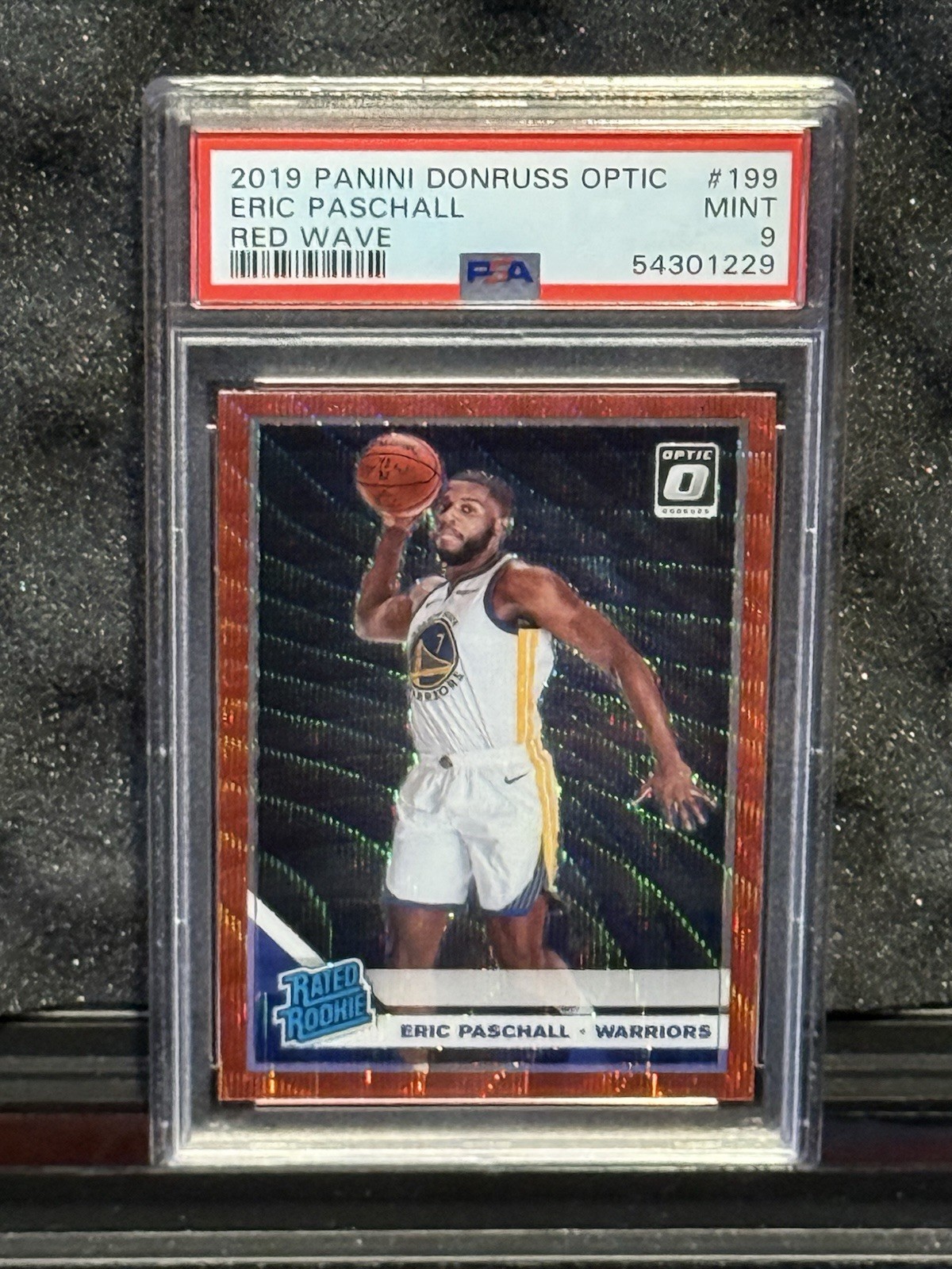 2019-20 Panini Donruss Optic Eric Paschall #199 Red Wave Rated Rookie PSA 9