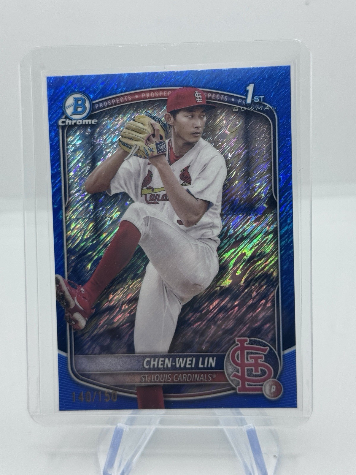 Chen-Wei Lin - 2025 Bowman Chrome 1st 140 /150 Blue Shimmer Refractor