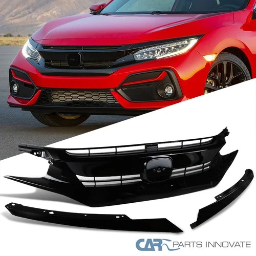 Fits 16-18 Honda Civic Black Factory Style Front Bumper Grille Hood Grill Gurad