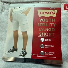 Levi Youth Cargo Short, Size: 14 , Flex/stretch Waist, Color: Gray
