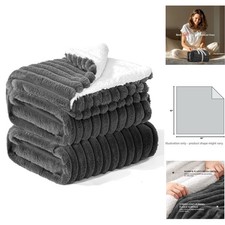 Reversible King Size Sherpa Blanket - Cozy  Warm All-Season Throw, 104x90