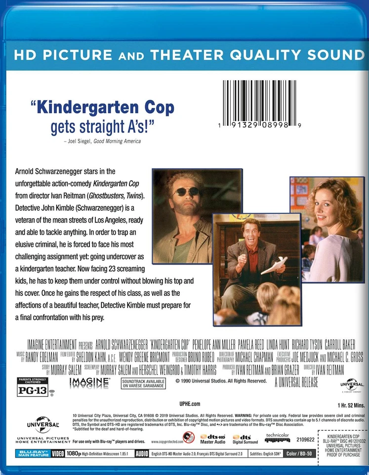 Kindergarten Cop Blu-ray Arnold Schwarzenegger NEW Foto 3 de 3
