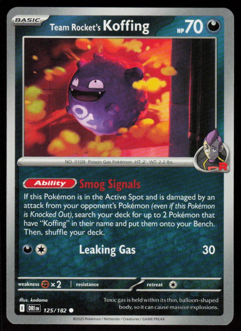 Team Rocket's Koffing 125/182 Common Destined Rivals Pokemon Near Mint