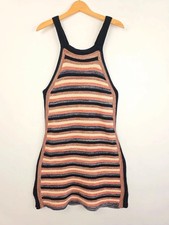 Free People Crochet Knit Mini Dress Size Medium | Striped Boho Festival