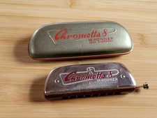  M. Hohner Chrometta 8 Harmonica C Key Made In Germany With Case