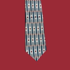 HASTINGS & SMITH Silk Geometric Tie Teal Burgundy Made In USA New With Tag VTG