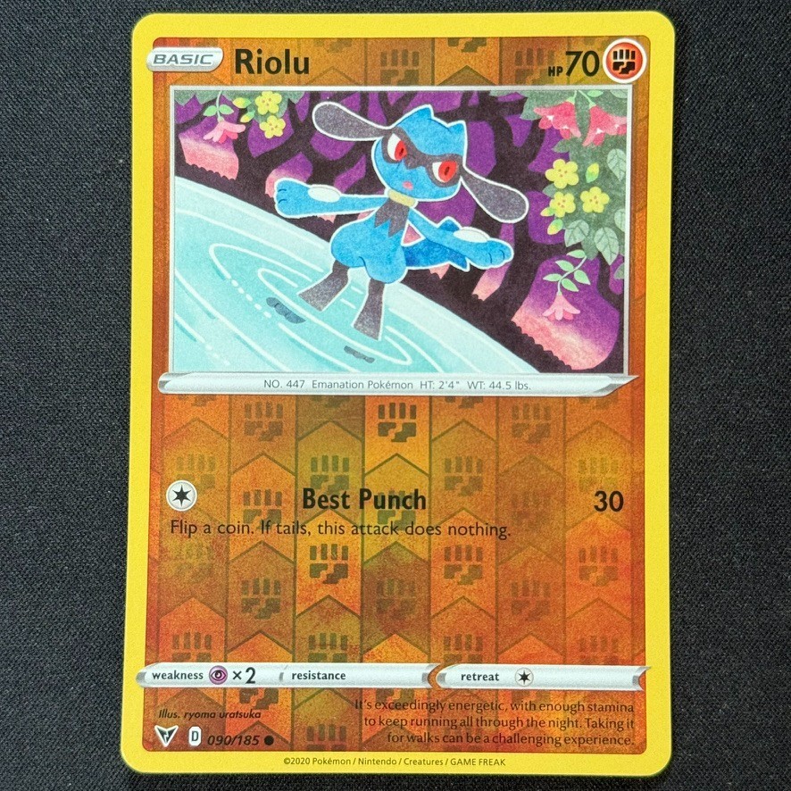 Riolu 90/185 Reverse Holo Common SWSH04: Vivid Voltage Pokemon TCG