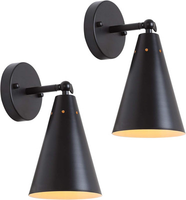 Black Industrial Wall Sconces Set of Two,Rustic Metal Lighting,Farmhouse Wall Sc