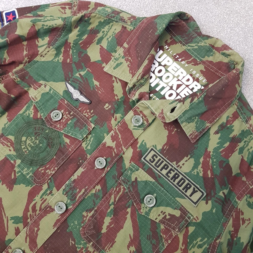 Superdry Hombre Camisa Grande Camuflada Militar Sobrecamisa Utility Field Ripstop Rookie Foto 2 de 4